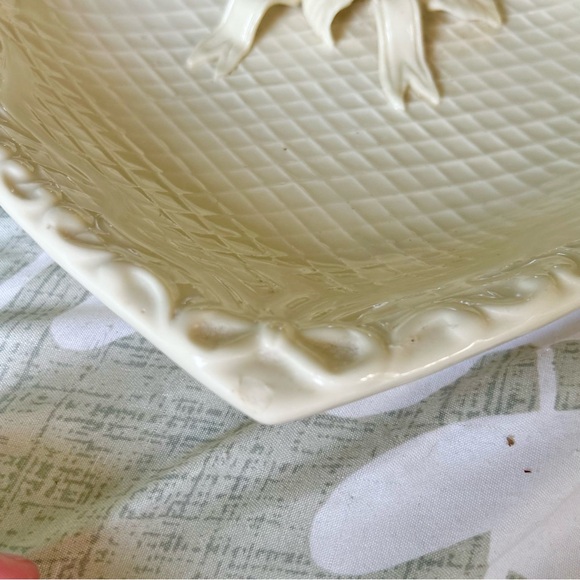 VTG 3D Porcelain Florals On Heart Shaped Lattice Dish Decorative Bowl Art - Picture 5 of 7